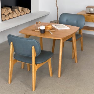 로포텐 올라 원목 2인용 식탁세트 낮은 식탁+의자2, 850mm, 네이비블루