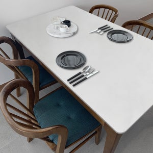 하프 4인용 원목 포세린 세라믹 식탁세트 식탁+의자4, 1400mm, 퓨어화이트