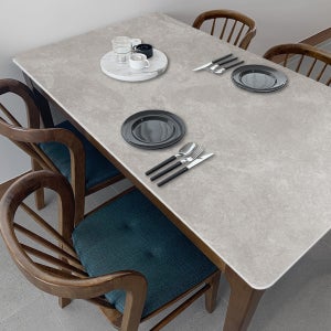 하프 4인용 원목 포세린 세라믹 식탁세트 식탁+의자4, 1400mm, 양면세라믹