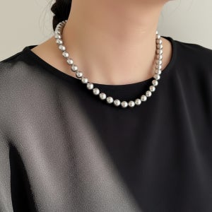실버925 실버 그레이 진주 목걸이 8mm 왕진주 흑진주