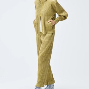 플리츠플리즈 코튼 데님 집업 재킷 JC241