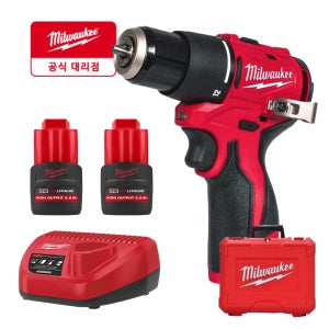 밀워키 M12 BLPDRC-252C 12V 충전 해머 드릴 드라이버 2.5Ah세트, 케이스