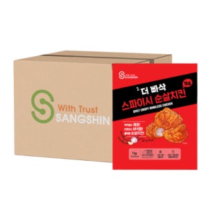 [1BOX] 더빠삭 스파이시 순살치킨 1kg x 10팩 업소용 대용량 냉동치킨