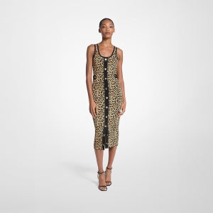 [마이클코어스] 레오파드 프린트 비스코스 미디 탱크 원피스 JF58376K4K3504