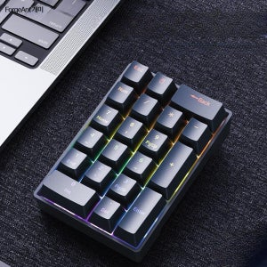 Ruiyi F20 기계식 숫자키패드 유선 텐키 소형 외장형 휴대용 노트북 사무실 금융업무용 20키 키보드 클래식 블랙 혼합 조명 20키