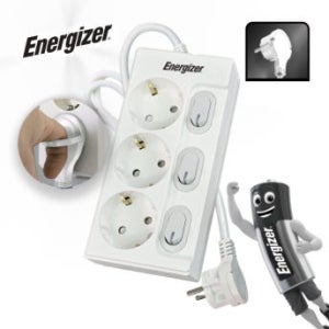 에너자이저 개별스위치 3680W 고용량 멀티탭 납작플러그 과부하차단 화이트, 3구, 2m