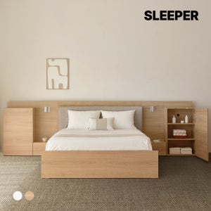 슬립퍼 허쉬 헤드형 원목 수납 호텔 침대 프레임 SS(슈퍼싱글), 내추럴오크
