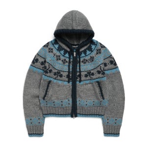 마크곤잘레스 우먼즈 노르딕패턴 후드집업 니트 가디건 - CHARCOAL