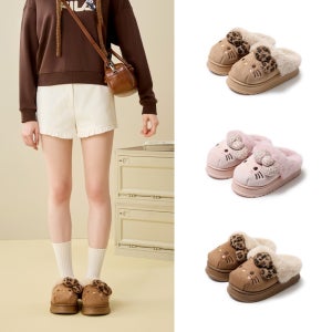 헬로키티 겨울 스웨이드 실내 실외 겸용 방한 털 슬리퍼 태닝 키티 220-250 mm