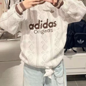 아디다스 오리지널 U 니트 스웨터 오프 화이트 브라운 KS5956