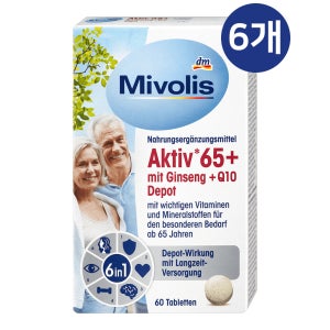Mivolis 미볼리스 멀티비타민 65세이상 인삼 코엔자임Q10 60정, 6개