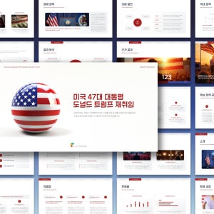 미국 47대 대통령 재취임 분석 보고서 파워포인트 템플릿 - 선거 결과 분석, 정치 전망, 시사 이슈 발표, 파워포인트, 정치/시사 자료