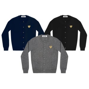 꼼데가르송 가디건 골드와펜 여성 U넥 라운드넥