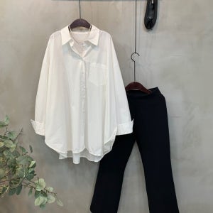 (가을신상,무료배송)구치 핀턱 라운드 밑단 오버핏 긴팔 롱 셔츠 4color C