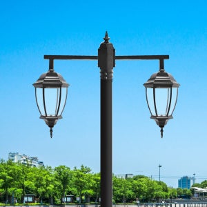 태양광 가로등 LED 조명 태양열 육각등 기둥 정원등 전등 2구 유럽풍 엔틱 하향 2M