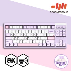 [크리스탈조명 포함] 그루브스톤 GV8M 8K 수제윤활 85키 게이밍 유무선 기계식 키보드 퍼플러, 저소음밀키축, 38g