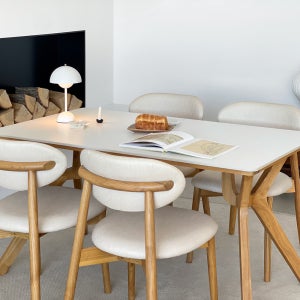 로포텐 고흐 4인용 원목 포세린 세라믹 식탁세트 식탁+의자4, 1400mm, 내추럴