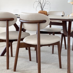 로포텐 고흐 4인용 원목 포세린 세라믹 식탁세트 식탁+의자4, 1400mm, 브라운