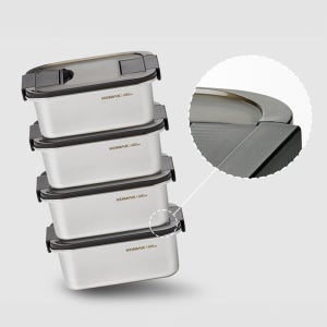코멕스 스텐킵스 슬라이드투락 직사각 높은형 680ml 반찬통 스테인레스 밀폐용기 밀프랩