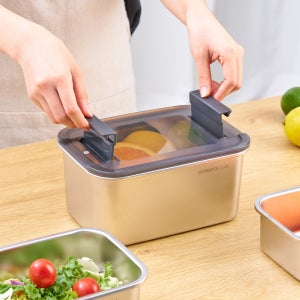 코멕스 스텐킵스 슬라이드투락 직사각 높은형 2.45L 반찬통 스테인레스 밀폐용기 밀프랩