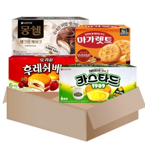 파이 과자 4종 (몽쉘 생크림+카스타드+후레쉬베리+오뜨치즈) (SM085)