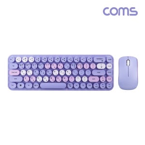 무선 원형 키캡 키보드 마우스 콤보 세트 USB리시버 oms Gz 미니배열 보라색
