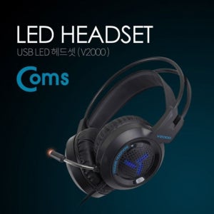Coms 헤드셋V2000 USB LED 볼륨 컨트롤러 마이크 장 헤드폰 게임용