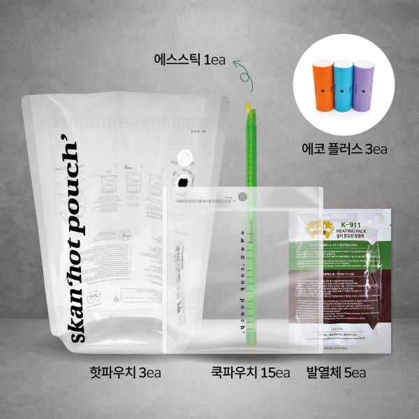 스칸 비화식 셋트(핫파우치 3EA+에스스틱 1EA+쿡파우치 와이드 15EA+발열체 5EA+에코플러스 3EA)