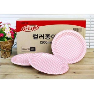 BOX 칼라 종이접시 200 핑크 p