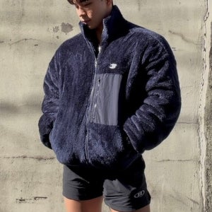 남자 양털후리스 집업 기모 오버핏 보아털 아노락 뽀글이 바람막이 운동 자켓 두꺼운 빅사이즈