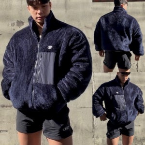 남자 양털후리스 집업 기모 오버핏 보아털 아노락 뽀글이 바람막이 운동 자켓 두꺼운 빅사이즈