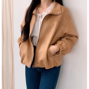 [남주]간절기 봄 스웨이드 자켓 스트링 점퍼