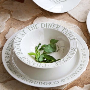 [디시위시] 시라쿠스 레터링 그릇 빈티지 레트로 카페 브런치 접시 쿠프 18cm, 그린
