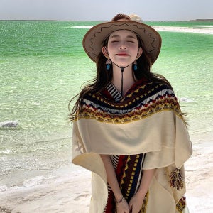 몽골 판초 가디건 숄 여행 담요 티베트 캠핑 페루 의상