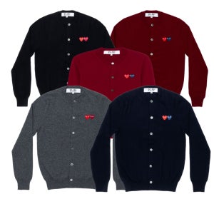 꼼데가르송 울 가디건 더블 하트 와펜 여성 라운드넥 AX-N057