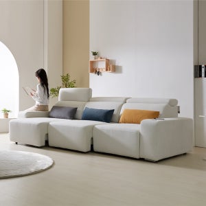 오셀 슬라이딩 무빙 전동 리클라이너 모션 4인용 거실쇼파 USB 무선충전 컵홀더