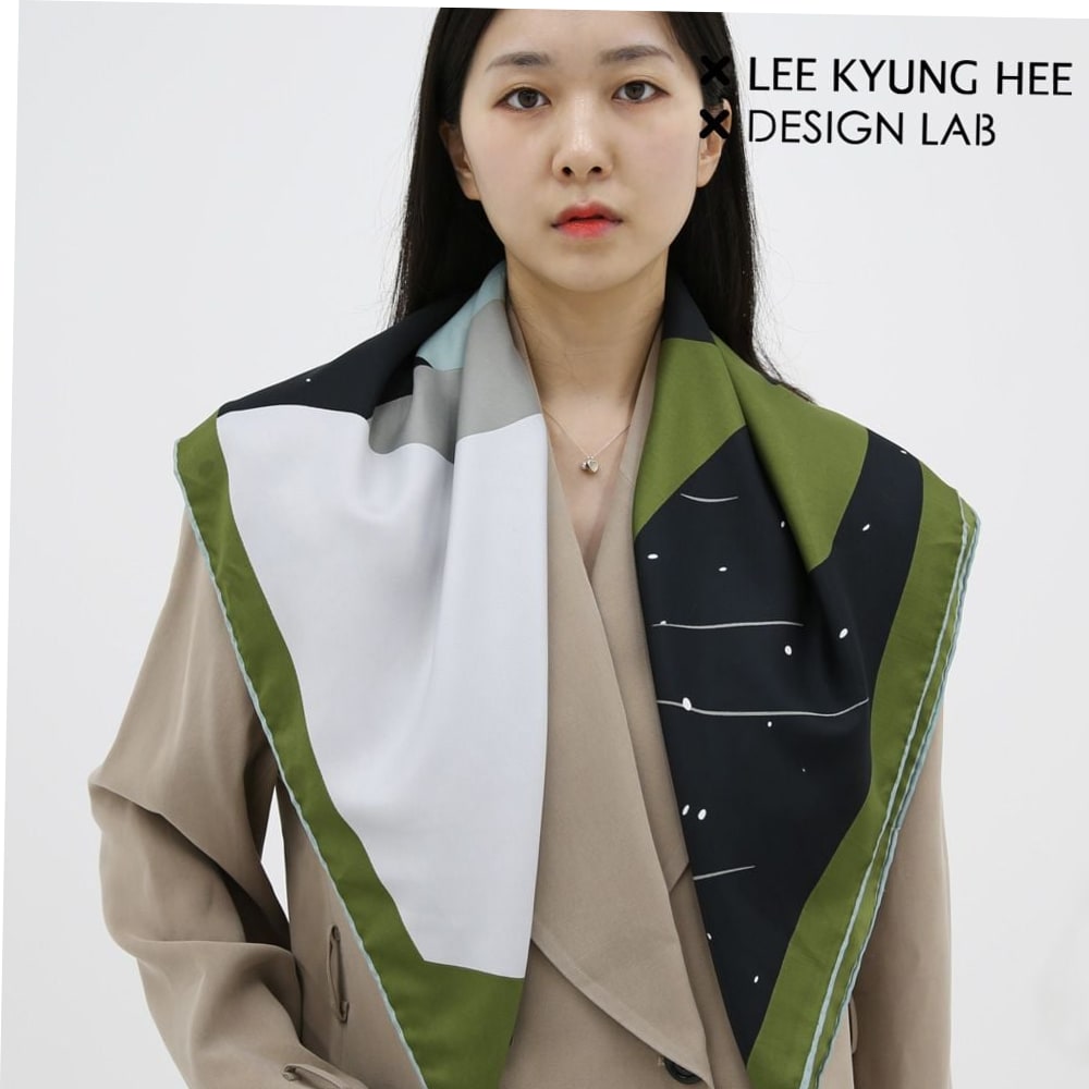 여성스카프 가을 숄 스카프 사각 린느 카키 롱 대형 스퀘어 90x90