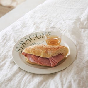 [디시위시] 시라쿠스 레터링 그릇 빈티지 레트로 카페 브런치 플레이트 27cm 디너 접시, 그린