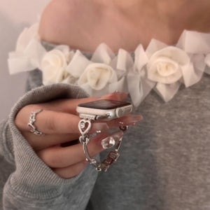 애플워치 하트 실버 링 디자인 감성 9 10 8 7 6 5 SE 세대 레이디 심플 럭셔리 이쁜 힙한 귀여운 다이아몬드 샤오미 화웨이 스트랩