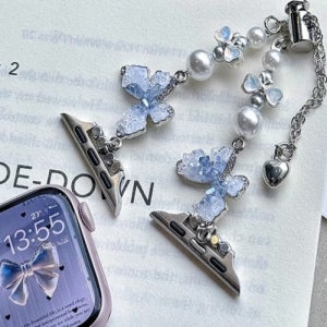 애플워치 41mm 40mm 38mm 밴드 8 7 6 5 4 3 SE 세대 비딩 디럭스 다이아몬드 나비 쥬얼리 실버 진주 퍼 고급 디자인 감성 스트랩