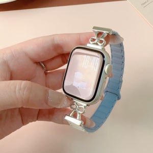 리본 포인트 세줄 실리콘 스트랩 애플워치 감성 이쁜 디자인 10 투톤 애플 9 8 7 6 SE 세대 마그네틱 힙한 밴드