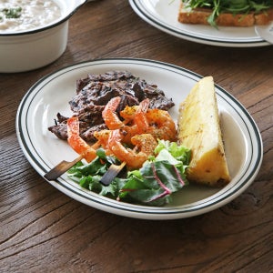 [디시위시] 시라쿠스 뉴욕 킹스인 레트로 빈티지 디저트 카페 도자기 식기 29cm 타원접시, 미드나잇블루