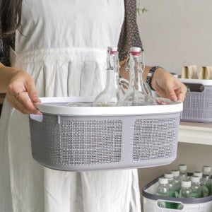 중형 플라스틱정리함 라탄수납바구니 팬트리정리함 소품 보관함 미니 바스켓 다용도