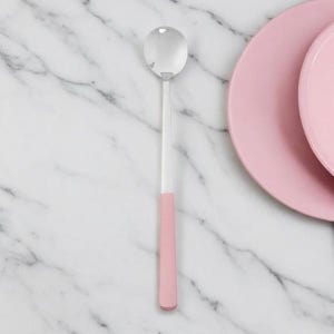 롱 7day 티스푼 23.5cm 머들러 펄핑크 스틸 숟가락 파르페스푼 납품용 기프트용품 테이블웨어