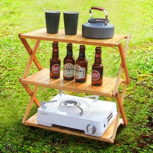 테이블 캠핑 선반 우드 쉘프 3단 고리형 S3 수납 용품