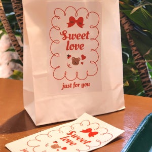 스윗드림 빅스티커 빼빼로 하트 레드 곰돌이 데이 발렌타인 선물포장 쿠키 스몰바스켓