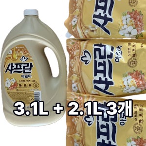 샤프란 섬유유연제 소프트코튼 3.1L + 2.1L 3개