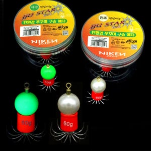 니켄 쭈스타 친환경 구슬 애자 6개 세트 연질바늘 60g 진주 야광 문어 쭈꾸미 낚시