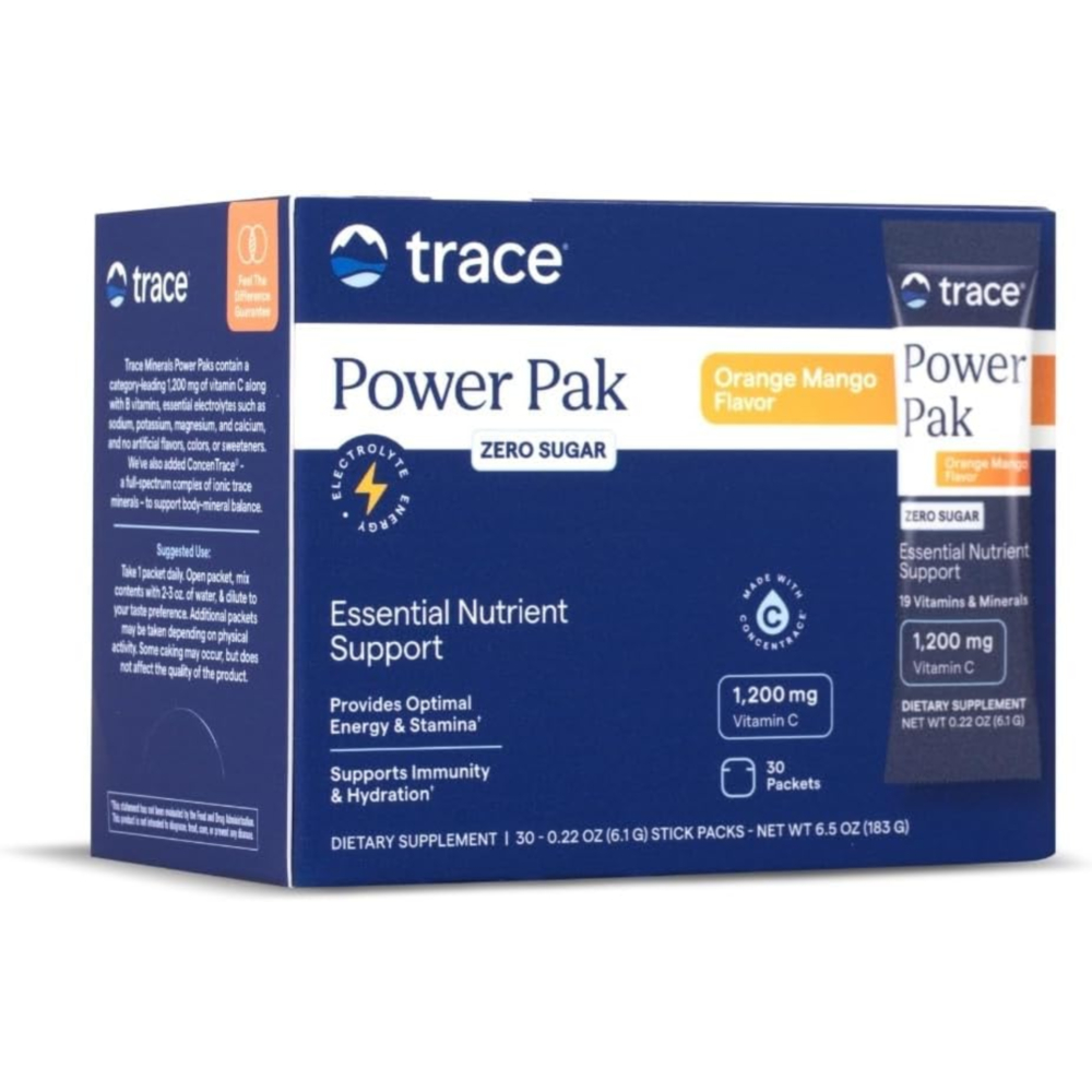 <b>트레이스미네랄</b> Trace Minerals 파워팩 종합비타민 <b>미네랄</b> 오렌지망고 30포