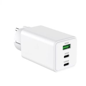 마이크로텍 USB PD 100W PPS GaN 접지 멀티 3포트 초고속 C타입 충전기 화이트